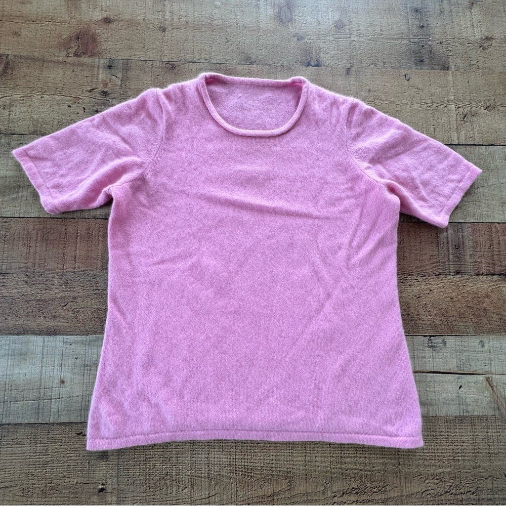 Cashmere Roll Neck T-Shirt Sweater Pastel Bubblegum Pink MEDIUM
